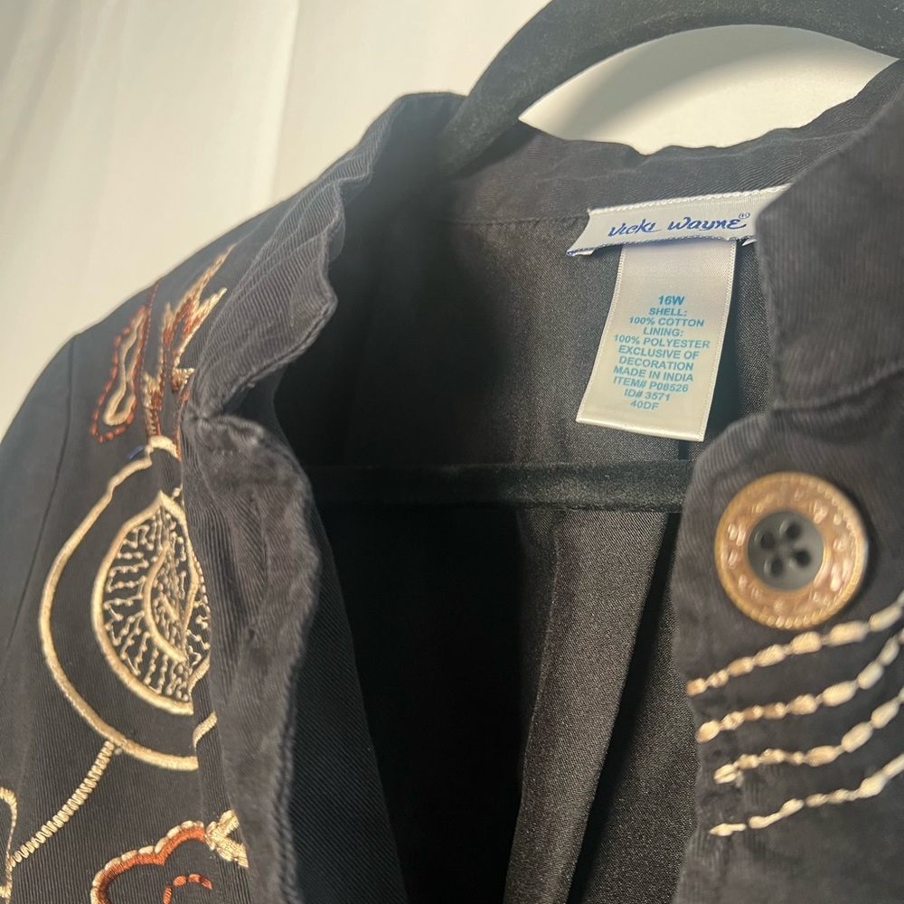 Vintage Vicki Wayne Jacket Artisan Embroidered Eclectic 100% Cotton - size 16 - Picture 6 of 9